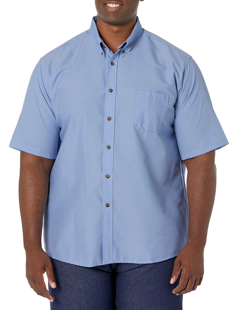 Red Kap Men's Tall Size Poplin Dress Shirt, Stain and Wrinkle Resistant, Short Sleeve, Light Blue, 3X-Large - Image 1
